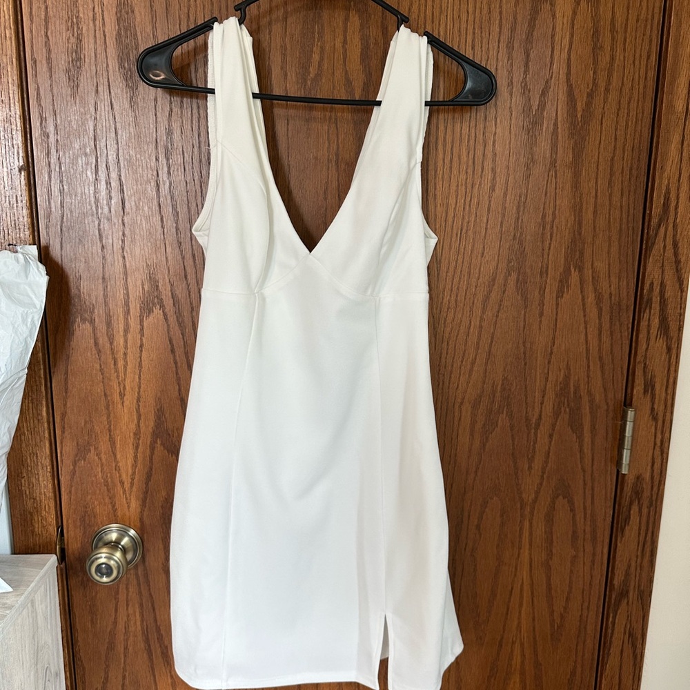 Lulus Perfection Bound White Sleeveless Cowl Back Mini Dress
